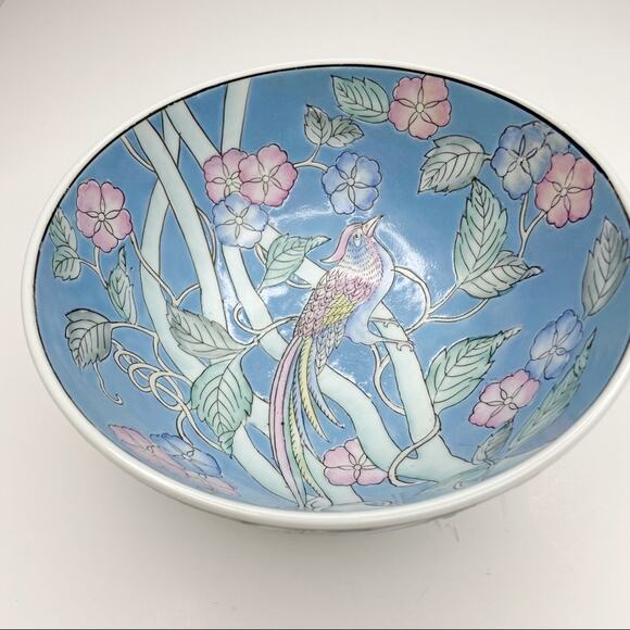 Vintage WBI Chinoiserie Blue Pink Decorative Bowl - Picture 3 of 11
